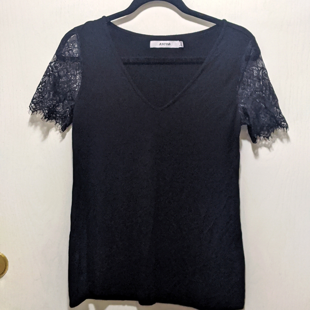 Black lace sleeved top
